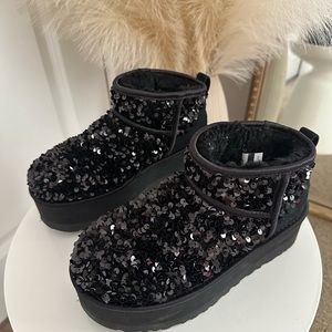 UGG ultra mini chunky sequin boots (size 6)